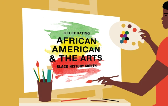 Illustration of African American artist painting Black History Month